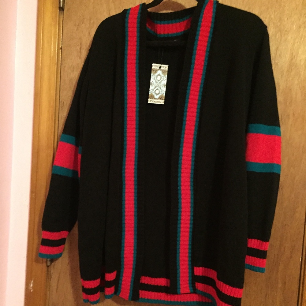 Contrast-Stripe Cardigan